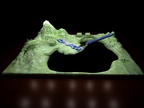 砚台 龙 山 石 文房四宝 佛su模型