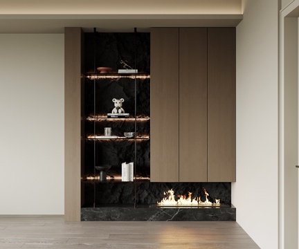 现代意式书柜 书架su模型