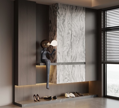 意式玄关柜 入户装饰柜su模型