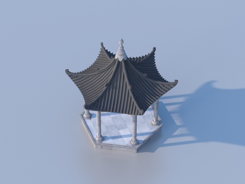  古建亭子3d模型 