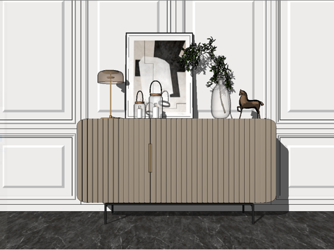 现代轻奢玄关柜餐边柜su模型