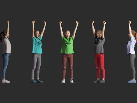  女人人物 站立站姿 外国女性 欢呼庆祝 女人女性 场景氛围3d模型 