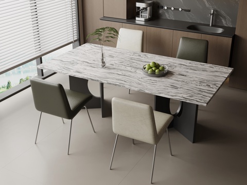 现代意式餐桌椅su模型