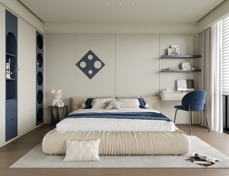  现代女孩房 儿童房 儿子房3d模型 