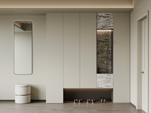 现代玄关柜 入户鞋柜su模型