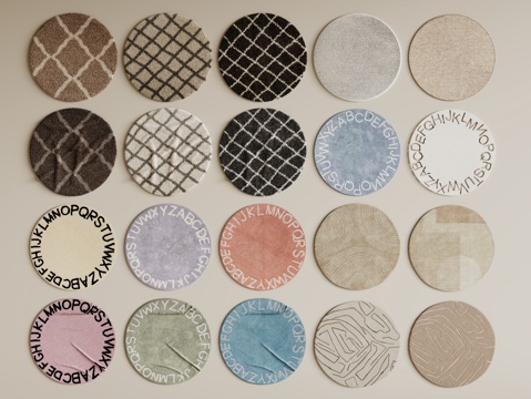 现代圆形地毯 毛绒地毯 布艺地毯 客厅地毯 儿童地毯su模型