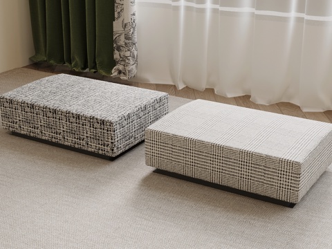 现代布艺沙发凳 换鞋凳su模型