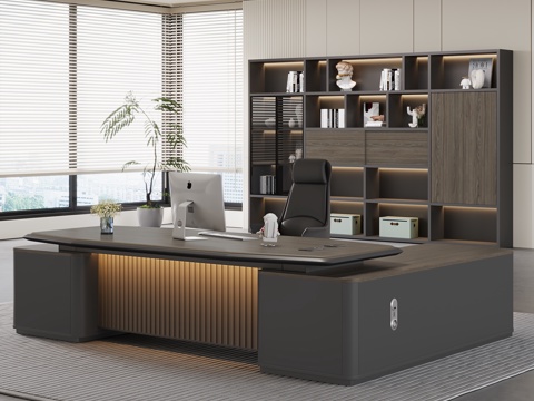  现代办公室 办公桌 老板桌 班台桌 大班桌 总栽桌3d模型 