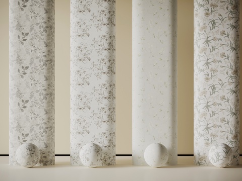 现代花卉背景墙 护墙板su模型