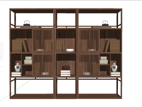 新中式书架su模型