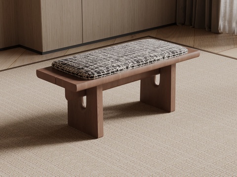  现代中古风换鞋凳 沙发凳3d模型 