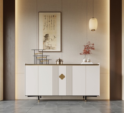 新中式玄关柜 端景柜su模型