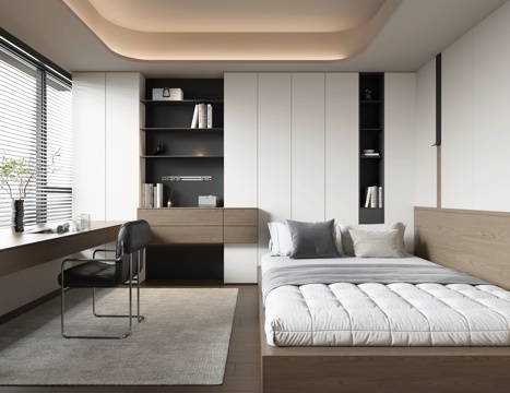  现代榻榻米卧室3d模型 