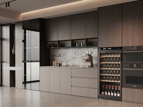 现代意式酒柜 餐边柜 橱柜su模型