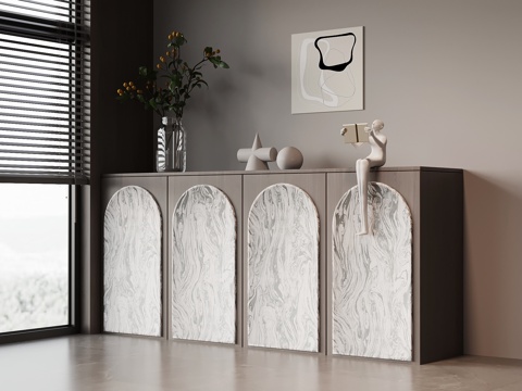 意式玄关柜 入户装饰柜su模型