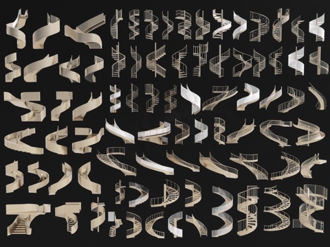 现代旋转楼梯 螺旋楼梯 弧形楼梯 复式楼梯 扶手楼梯铁艺楼梯3d模型