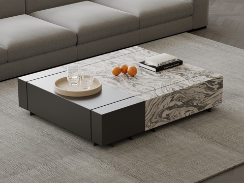  现代意式茶几 大理石茶几3d模型 