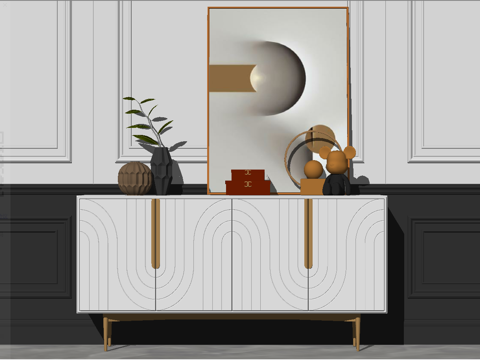 现代轻奢玄关柜餐边柜su模型