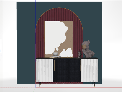 现代轻奢玄关柜餐边柜su模型