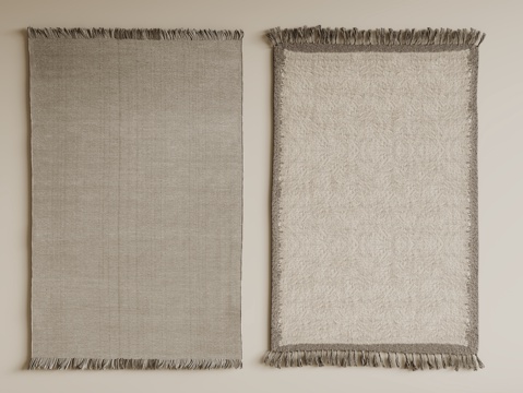 侘寂地毯 方形地毯 粗布地毯 客厅地毯 奶油地毯su模型