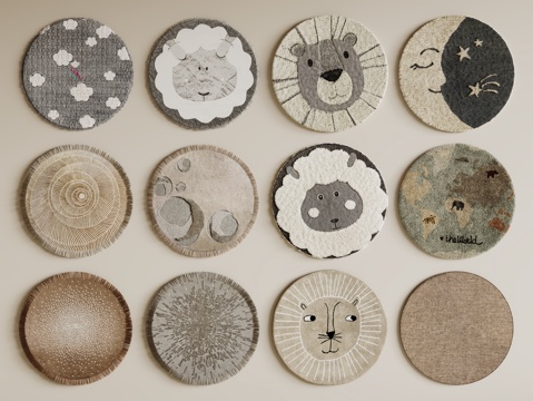 现代圆形地毯 毛绒地毯 布艺地毯 客厅地毯 儿童地毯su模型