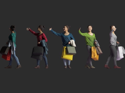  购物逛街 招呼交谈 站立行走 女人女性 外国人物 场景氛围3d模型 