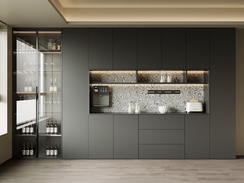 现代酒柜 餐边柜 橱柜su模型