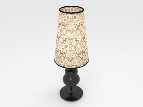  台灯 灯罩 花纹 底座 灯具3d模型 