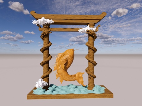 鱼 跃龙门 龙su模型