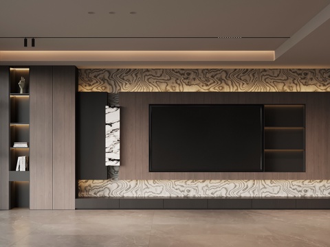  现代意式电视背景墙3d模型 