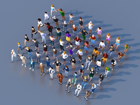  卡通人物 多人3d模型 