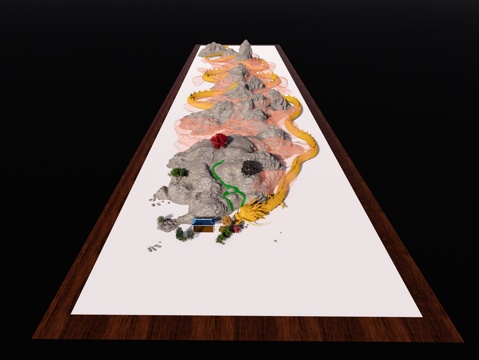 龙 大山 石 摆件 装饰su模型