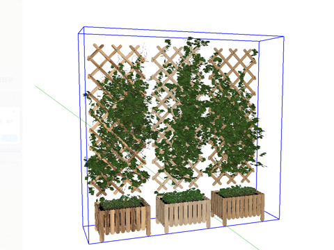 中式爬藤花架_花槽花箱_藤蔓绿植su模型