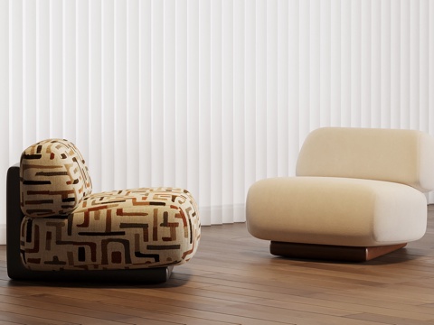 法式中古单人沙发 懒人沙发 休闲椅 复古单人沙发su模型