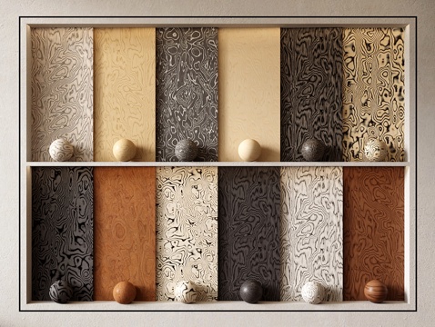 现代中古木饰面 树瘤木饰面 科技木饰面 木饰面护墙板 木饰面su模型