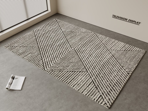 现代简约地毯 方形地毯 粗布地毯 客厅地毯 奶油风地毯su模型