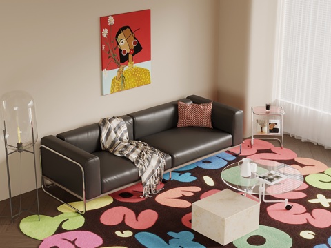 孟菲斯沙发茶几组合su模型