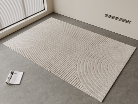  现代简约地毯 方形地毯 粗布地毯 客厅地毯 奶油风地毯su模型 