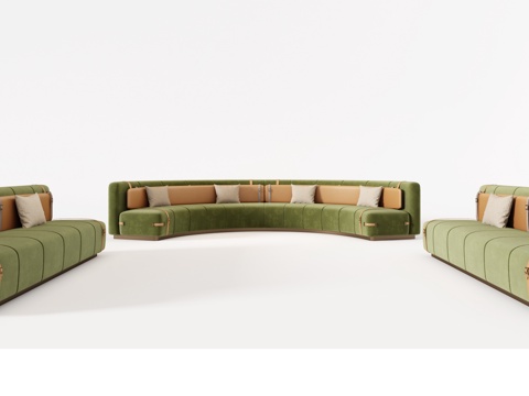  现代弧形沙发卡座组合 卡座沙发  餐厅卡座 餐厅沙发3d模型 