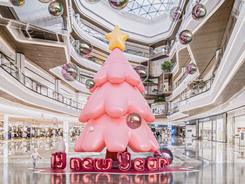商场中庭春节美陈 商场中庭网通打卡 网红圣诞节圣诞树 网红圣su模型