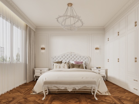  法式主卧卧室 欧式主卧卧室 法式床 欧式床 法式衣柜3d模型 