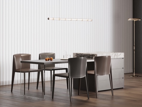 现代意式岛台 餐桌椅su模型