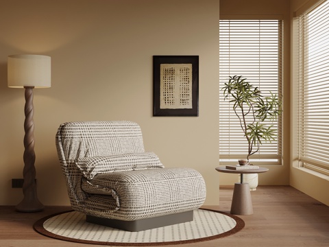 现代中古风休闲椅 沙发椅su模型