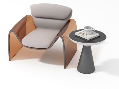  现代休闲椅及边几3d模型 