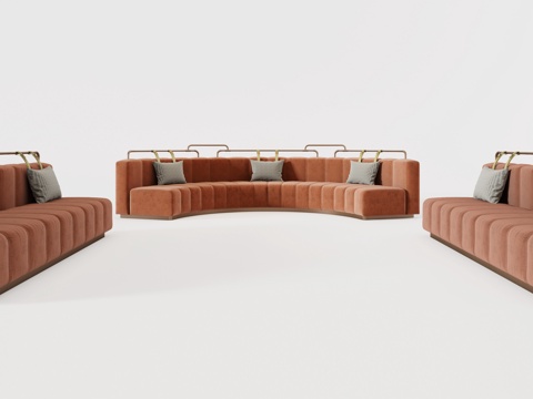  现代弧形沙发卡座组合 卡座沙发  餐厅卡座 餐厅沙发3d模型 