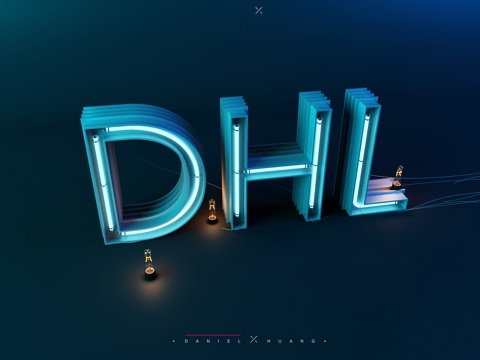 DHL C4D立体字 字体创意 字体设计 字母创意 创意3D3d模型 