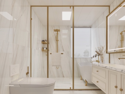  法式卫生间 欧式卫生间 美式卫生间 法式浴室柜3d模型 