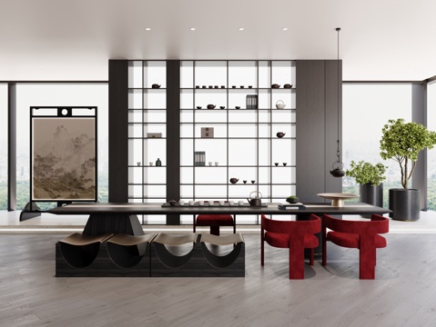  现代茶室3d模型 