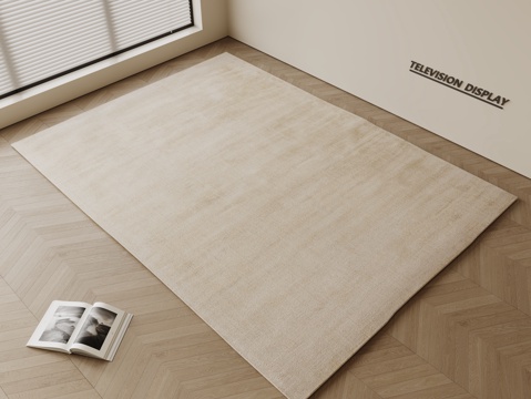  现代简约地毯 方形地毯 粗布地毯 客厅地毯 奶油风地毯su模型 