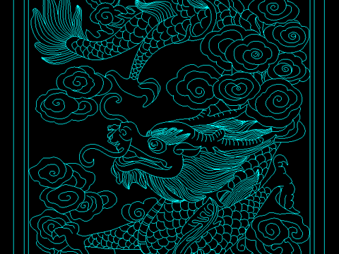 中式腾龙砖雕cad施工图cad施工图